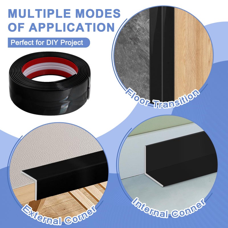 EYAYEN Wall Corner Protector Moulding Trim Peel and Stick Wall Corner Guards Trim Flexible Self Adhesive Edge Protector Moulding  0.8 in x 10 Ft  Black - Image 5